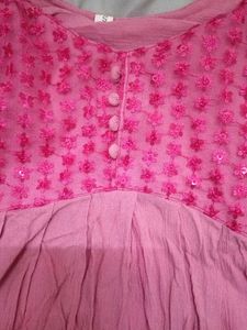 Pink Embellished Anarkali Kurta