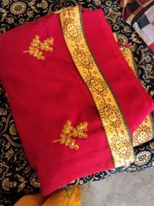 Red &amp; Gold Embroidered Saree