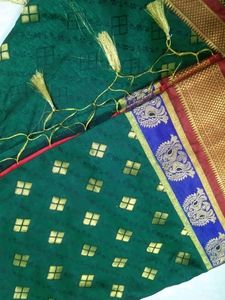 Green Saree One Time Used With Padded Blause
