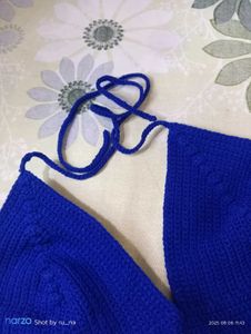 Blue Crochet Halter Top