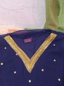 Elegant Navy Blue Embellished Kurta