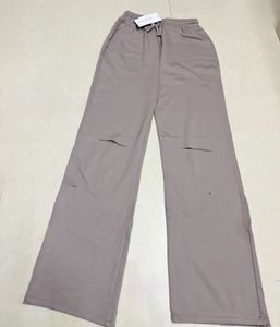 Grey Wide Leg Lounge Distressed Pants