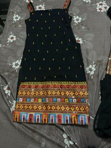 Black Embroidered Kurta Set