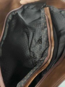 Brown Leather Chevron Tote Bag
