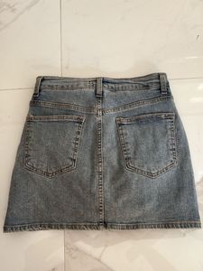 Denim Mini Skirt with Slit