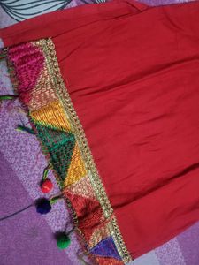 Red Punjabi Suit with Colorful Dupatta