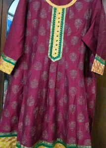 Maroon Anarkali free Size Kurti.