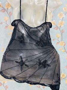 Y2k Beaded Black Butterfly Cami
