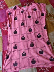 Pink Apple Print Tunic Top