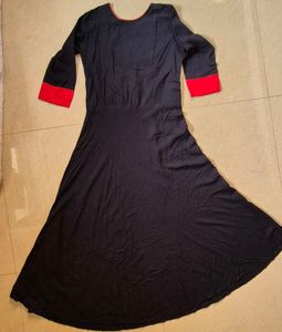 Black & Red Long Gown Or Kurti