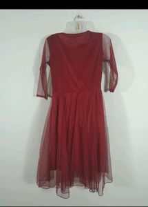 “U&amp;F” Maroon Net Skater dress