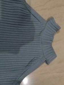 Blue Knit Halter Neck Top