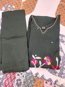 New Unused Jamdani Bottle Green 2 Piece Set