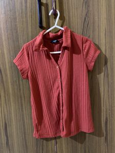 Max Red  Ribbed Top