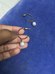 Pearl Drop Hoop Earrings