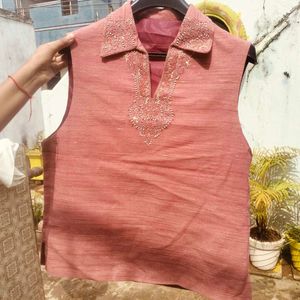 Embroidered Sleeveless Top