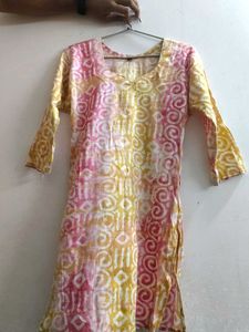 Stylish Pink &amp; Yellow Kurta