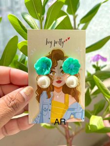 Floral Stud With Pearl Drop Earring