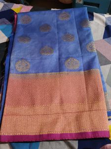 Elegant Blue &amp; Gold Saree