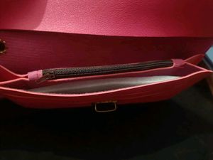 Pink Studded Wallet with Pom-Pom