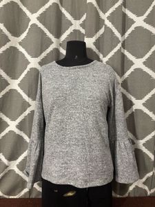 Gray Bell Sleeve Top