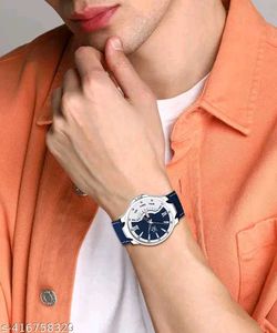 LIMESTONE Day and Date Functioning Leather Strap