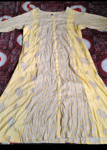 Yellow Printed A Line Dress