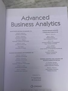 Advance Business Analytics Book By Cengage
