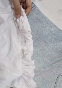 White Ruffle Trim Top