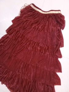 Frill Maroon Skirt