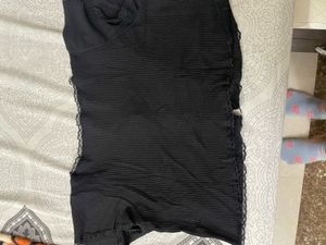 black lace trim crop top