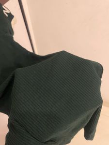 Dark Green Ribbed Mini Dress