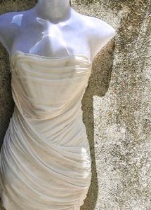White Ruched Bodycon Dress