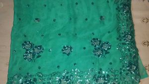 Green Sequin Saree