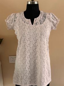 White Embroidered Tunic Top