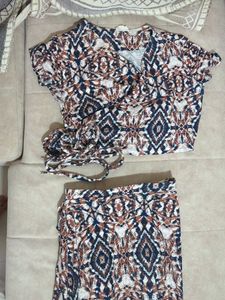 Patterned Top and Skirt Set