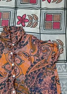 Funky Print Cropped Shirt