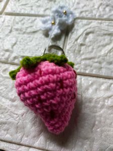 Crochet Strawberry keychain