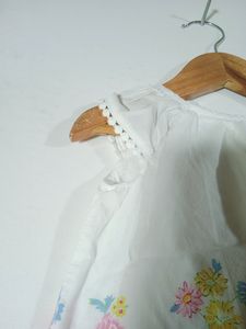 Little Me White Printed Girls Frock (Kids)