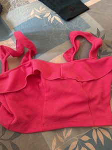 Fuschia Frilled tie Back Top