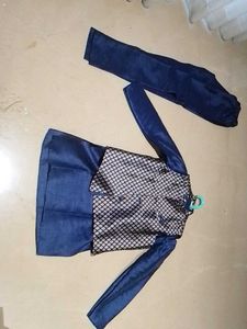 Blue Solid kurta Pyjama