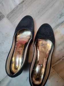 Black Sparkle Block Heels