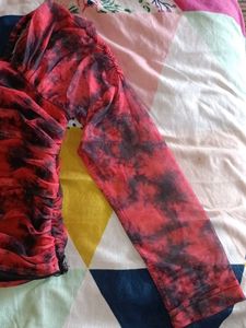 Red &amp; Black Tie-Dye Top