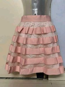 branded Pink Layered Mini Skirt