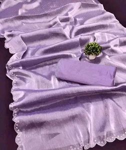 Elegant Green Saree with Delicate Lace