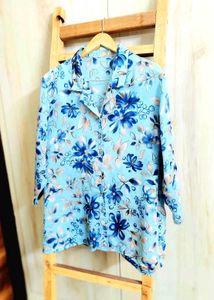 Sky Blue Printed Shirt Size-44