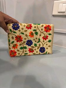 Floral Embroidered Pouch