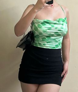 backlessGreen Tie-Dye Crop Top