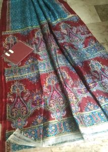 2floral silk decent saree with fall