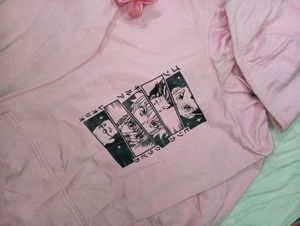 Pink Anime Graphic Hoodie